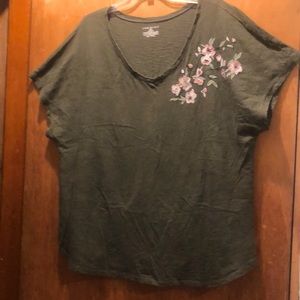 $2/10 Olive green plus size shirt 100% cotton